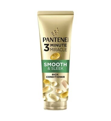 Pantene Pantene Pro-V Smooth & Sleek 3 Minute Miracle Rich Conditioner 220Ml For Frizzy, Dry Hair Br/>