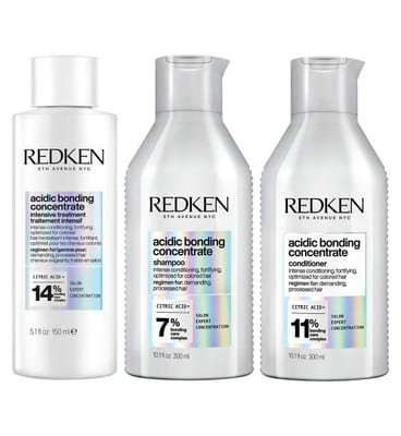 Redken Redken Acidic Bonding Concentrate Intensive Pre-Treatment, Shampoo, Conditioner Bond Repair Bundle
