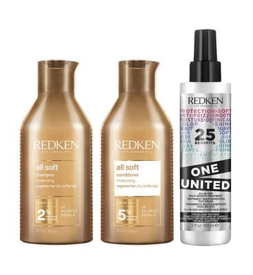 Redken Redken All Soft Shampoo, Conditioner And One United Leave In Bundle For Dry Hair