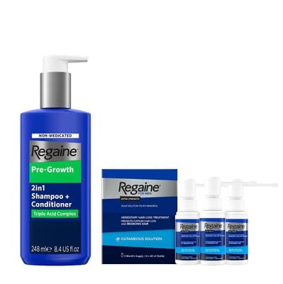 Regaine Regaine For Men Scalp Solution & Pre-Growth 2In1 Shampoo + Conditioner Bundle