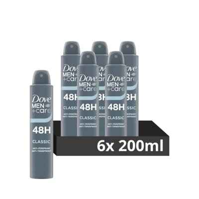 DOVE MEN + CARE DOVE MEN + CARE Dove Men+Care Classic Anti-Perspirant Aerosol Deodorant Spray with ¼ moisturising cream for 48 hour protection against sweat and odour 6x