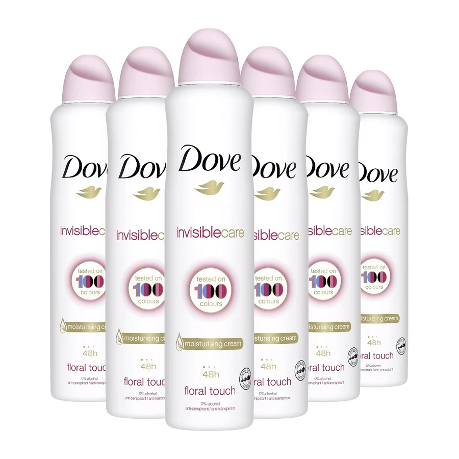 Dove Dove Invisible Care Anti-perspirant Aerosol pack of 6 with ¼ moisturising cream deodorant that leaves no white marks