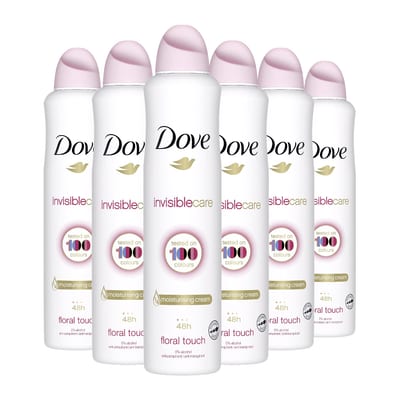 Dove Dove Invisible Care Anti-perspirant Aerosol pack of 6 with ¼ moisturising cream deodorant that leaves no white marks