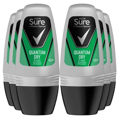 Dove Dove Sure Quantum Dry Anti-perspirant Roll On Pack Of 6 48h Protection Against Sweat And Odour MotionSense Technology Deodorant