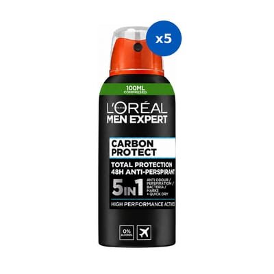 L'Oreal Men Expert L'Oreal Men Expert "l'oreal Men Compressed Deodorant Spray Carbon Protect 100Ml X5 Bundle