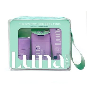 LUNA DAILY LUNA DAILY The Everywhere Body Minis Kit 3 Step Microbiome And Ph Balancing Care Routine Wash Spray To Wipe Deodorant