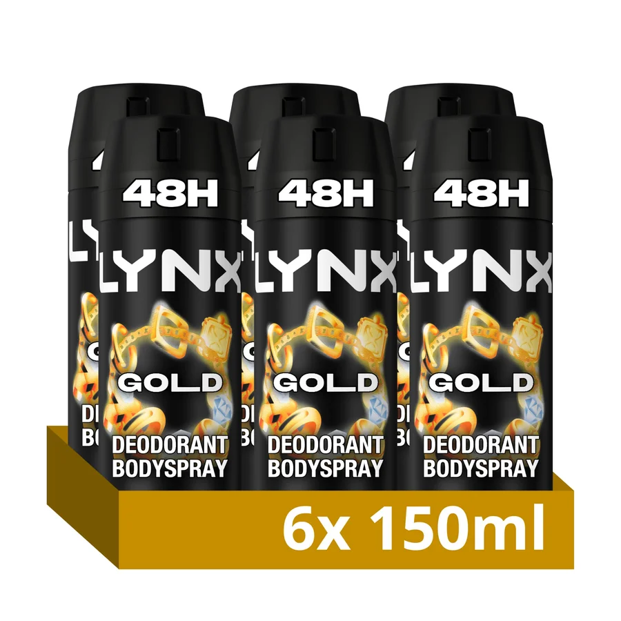 Lynx Lynx Gold Aerosol Body Spray Men's Deodorant Spray with an oud wood & fresh vanilla scent for 48 hours of odour busting