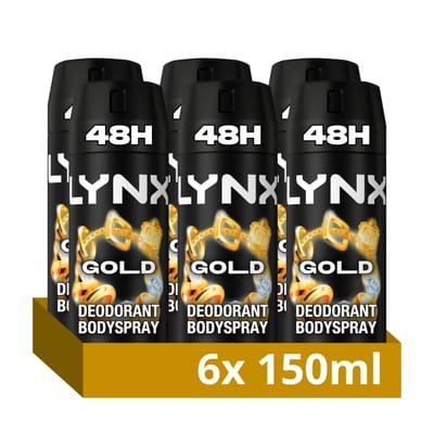 Lynx Lynx Gold Aerosol Body Spray Men's Deodorant Spray with an oud wood & fresh vanilla scent for 48 hours of odour busting