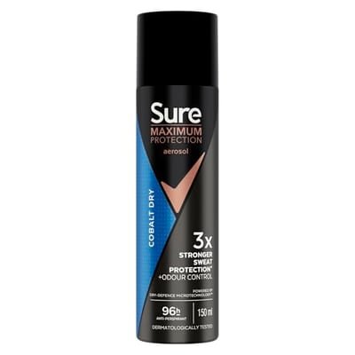 Sure Sure Maximum Protection Cobalt Dry 96H Deodorant Spray 150ml