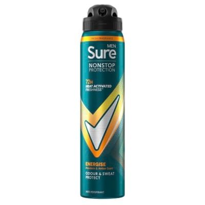 Sure Sure Men Mandarin & Amber Nonstop Protection 72Hr Anti-Perspirant Deodorant Spray250 ml, 250ml