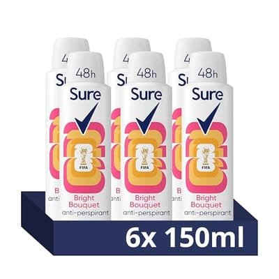 Sure Sure Women Bright Bouquet Deodorant Body Spray Antiperspirant with a strawberry