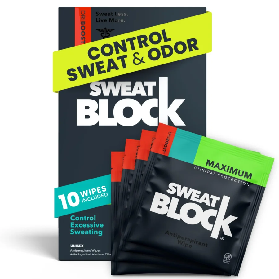 SWEATBLOCK SWEATBLOCK Clinical Strength Deodorant Antiperspirant Wipes - 10 ct Unscented