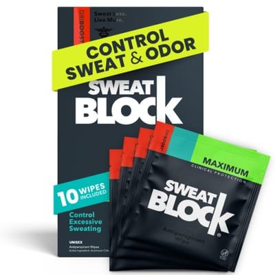 SWEATBLOCK SWEATBLOCK Clinical Strength Deodorant Antiperspirant Wipes - 10 ct Unscented
