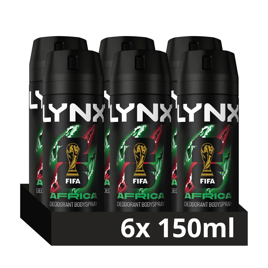 VO5 VO5 Lynx Africa the G.O.A.T. of fragrance Aerosol Bodyspray 48 hours of odour-busting zinc tech deodorant to finish your style 6x