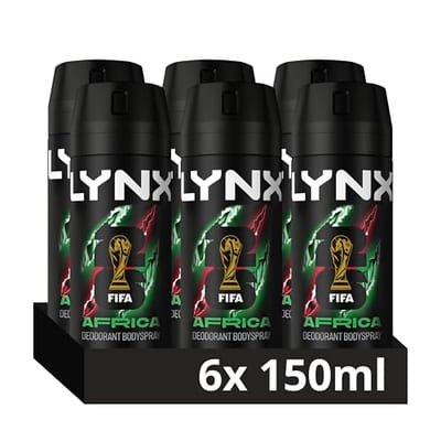 VO5 VO5 Lynx Africa the G.O.A.T. of fragrance Aerosol Bodyspray 48 hours of odour-busting zinc tech deodorant to finish your style 6x