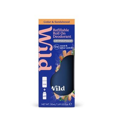 Wild Wild Men's Navy Roll On Case + Antiperspirant Sandalwood & Cedar Refill 50ml