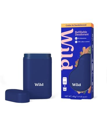 Wild Wild Navy Blue Case And Sandalwood Cedar Stick Deodorant Refill 40g