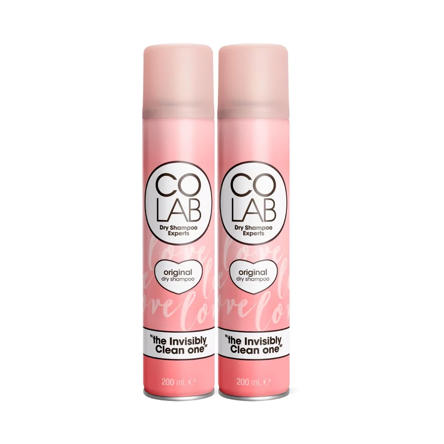 COLAB COLAB Dry Shampoo, Original, 200ml, Pack of 2 - No White Residue, No Fuss, All Hair Types, Fresh Scent