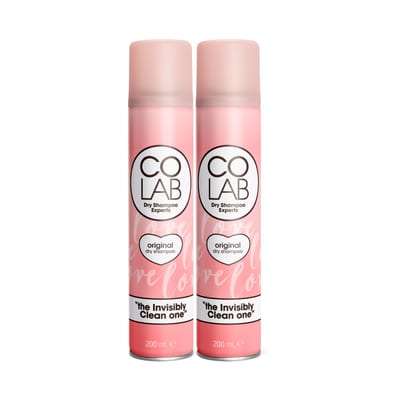 COLAB COLAB Dry Shampoo, Original, 200ml, Pack of 2 - No White Residue, No Fuss, All Hair Types, Fresh Scent
