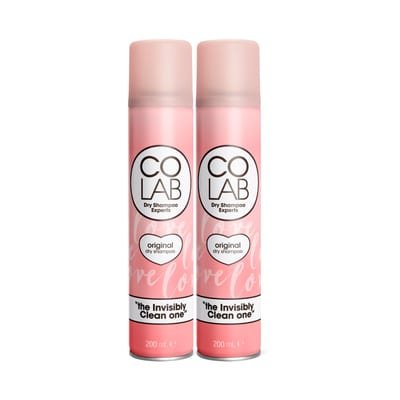 COLAB COLAB Dry Shampoo, Original, 200ml, Pack of 2 - No White Residue, No Fuss, All Hair Types, Fresh Scent