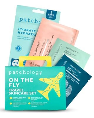 Patchology Patchology On the Fly Travel Set: Hydrate Sheet Mask 2pcs + Flash Eye Gel + Hydrating Lip Gel + Restoring Eye Gel