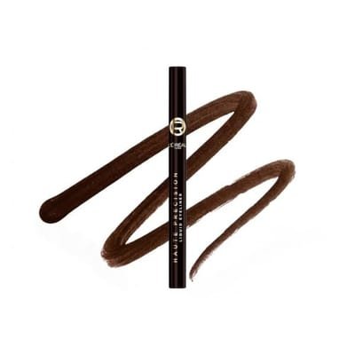 Loreal L'Oreal Paris Blue Liquid Eyeliner, Haute Precision Felt-Tip, Lasts Up To 24H, Brun Leather in Brown