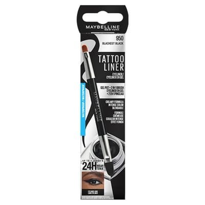 Maybelline Maybelline Tattoo Liner Gel Pot Eyeliner + 2 In 1 Brush - 950 Blackest Black