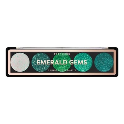 Profusion Cosmetics Profusion Cosmetics 5 Shade Glitter Eyeshadow Palette - Vibrant Pressed Pigments with Built-In Primer and Dazzling Shine for Long-Wearing Sparkle Makeup Looks (Emerald Gems) Emerald Gems