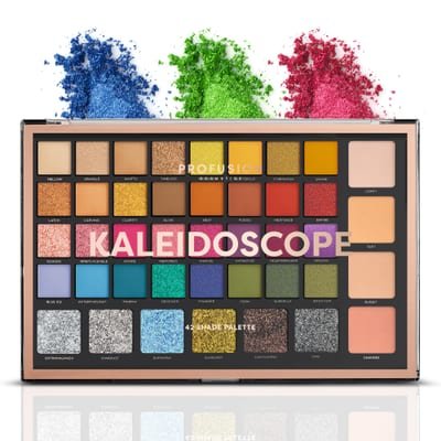 Profusion Cosmetics Profusion Cosmetics Kaleidoscope 42 Shade Palette Bright Colors Matte Shimmer Satin Colorful Eyeshadow Makeup Pallete Long lasting and Pro Pigment Silky Powder Eye Shadow Kaleidoscope 563 g (Pack of 1) - Kaleidoscope