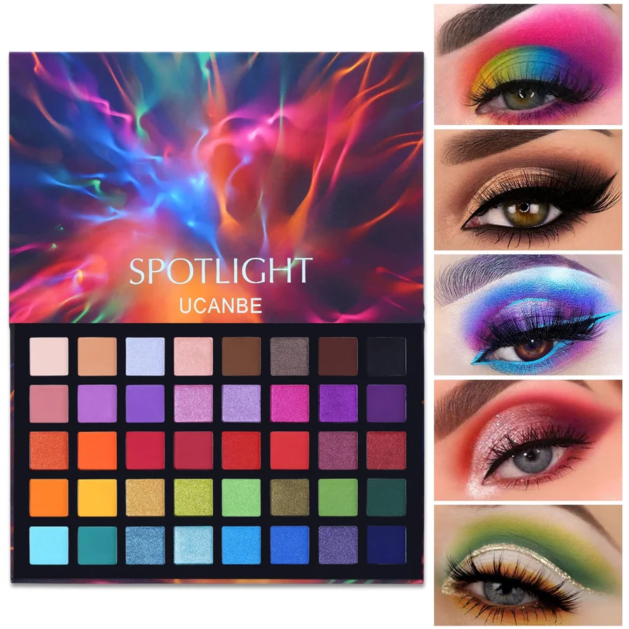 UCANBE UCANBE Spotlight Eyeshadow Palette Professional 40 Color Eye Shadow Matte Shimmer Makeup Pallet Highly Pigmented Colorful Powder Long Lasting Waterproof Eye Shadow 02+brushes - 02+brushes