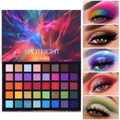 UCANBE UCANBE Spotlight Eyeshadow Palette Professional 40 Color Eye Shadow Matte Shimmer Makeup Pallet Highly Pigmented Colorful Powder Long Lasting Waterproof Eye Shadow 02+brushes - 02+brushes