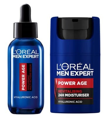 L'Oreal Men Expert L'Oreal Men Expert L'oreal Paris Men Expert Powerage Serum 30Ml & Hyaluronic Acid Revitalising Moisturiser 50Ml Bundle