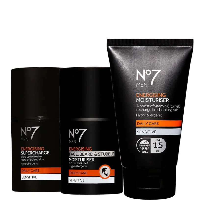 NO7 No7 Men's Energising Serum And Moisturiser Trio