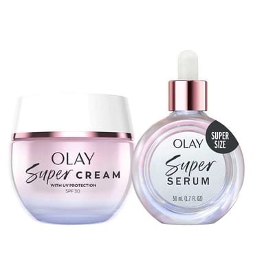 Olay Olay Super Cream Face Moisturiser & Serum 50Ml Bundle