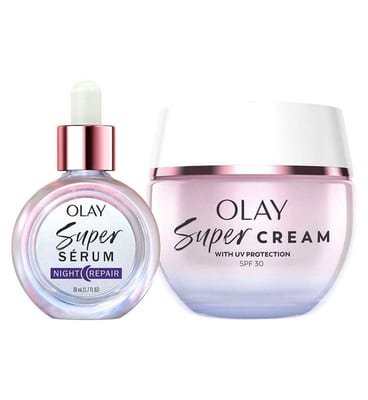 Olay Olay Super Cream Face Moisturiser & Serum Night 30Ml Bundle