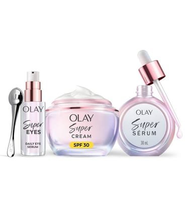 Olay Olay Super Glass Skin Eye, Serum & Moisturiser Bundle