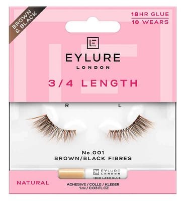 Eylure Eylure 3/4 Length 001 False Lashes Pair And Lash Adhesive 1ml