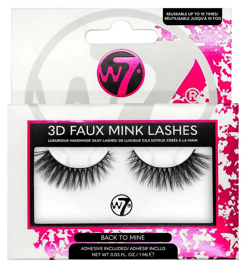 W7 W7 3D Faux Mink Back To Mine False Lashes Pair And Lash Adhesive 1ml