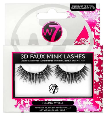 W7 W7 3D Faux Mink Feeling Myself False Lashes Pair And Lash Adhesive 1ml