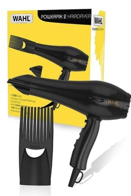 Tooltime Tooltime Wahl PowerPik 2 1500W Turbo Hair Dryer with Afro Comb Pik Attachment for Afro-Caribbean Hair - Black