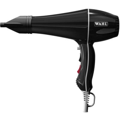 Wahl Wahl Powerdry, 2000W Hairdryer, Hair Dryers for Women, Reduces Static and Frizz, Tourmaline Coated Grille, Cool Shot Button, 3 Heat and 2 Speed Settings, Two Concentrator Nozzle, Black 1 Count (Pack of 1) - Black