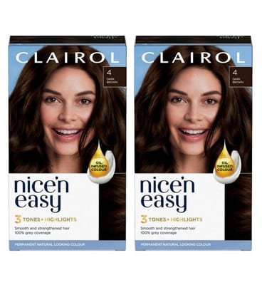 Clairol Clairol Nice'n Easy Permanent Hair Dye 4 Dark Brown Bundle