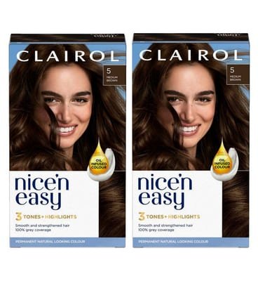 Clairol Clairol Nice'n Easy Permanent Hair Dye 5 Medium Brown Bundle