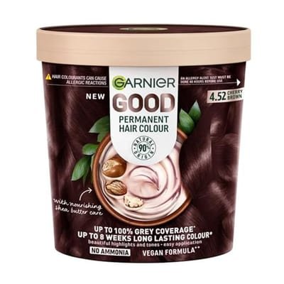Garnier Garnier Good Permanent Hair Dye 4.52 Cherry Cola Brown, 100% Grey Coverage, 8 Weeks Long-Lasting Colour, No-Drip Application, 205g