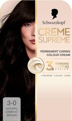 Schwarzkopf Schwarzkopf Creme Supreme 3-0 Natural Darkest Brown Permanent Hair Dye