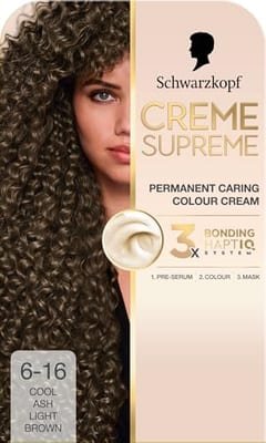 Schwarzkopf Schwarzkopf Creme Supreme 6-16 Cool Ash Light Brown Permanent Hair Dye