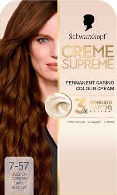 Schwarzkopf Schwarzkopf Creme Supreme 7-57 Golden Copper Dark Blonde Permanent Hair Dye