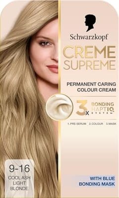 Schwarzkopf Schwarzkopf Creme Supreme 9-16 Cool Ash Light Blonde Permanent Hair Dye