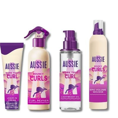 Aussie Aussie Curls Hair Oil, Leave On Treatment, Mousse, Curl Revivor Bundle
