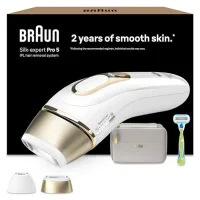 Braun Braun Ipl Silk-Expert Pro 5 At Home Hair Removal Device With Pouch White/gold Pl5124